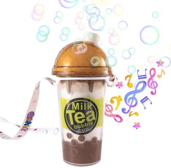 Melk Thee Cup Bubble Machine Automatische Bubble Blower Maker Knipperende Klinkende Voor Kids Kinderen Outdoor Indoor Party Games Speelgoed geel