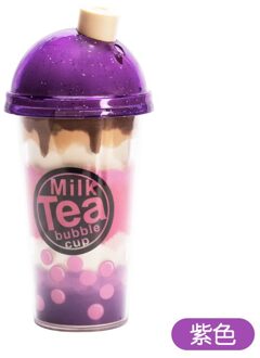 Melk Thee Cup Bubble Machine Automatische Bubble Blower Maker Knipperende Klinkende Voor Kids Kinderen Outdoor Indoor Party Games Speelgoed Paars