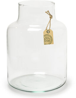 Melkbus vaas - transparant - 14 x 20 cm - eco glas - vazen - bloemenvaas