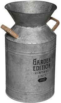 Melkbus vorm vaas|container - Zink - zilvergrijs - 37 cm
