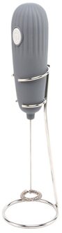 Melkopschuimer Handheld Elektrische Garde Foamer Maker Voor Koffie Latte Chocolade Ei Mixer Met Stand grijs