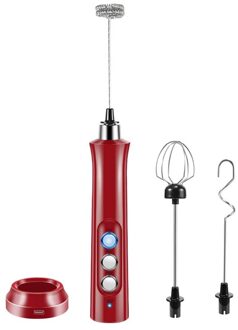 Melkopschuimer, Oplaadbare Melkopschuimer Elektrische 3 Snelheden Melkopschuimer Handheld Voor Koffie, Chocolade rood