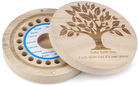 Melktand Box Organizer Melk Tanden Hout Opslag Eerste Tand Aandenken Baby Box Gelukkig