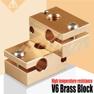 Mellow High Quality All-metal Dual Extrusion V6 Brass Heater Block For High Temperature Pt100 J-head 3d Printer E3d Hotend