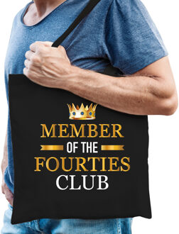 Member of the fourties club verjaardag cadeau tas zwart voor volwassenen - Verjaardag / cadeau tas
