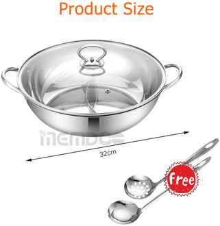 Memdoo Kookpot Rvs Single-Layer Koken Pot 30 Cm Dubbele Oor Eend Mandarijn Fondue Pot Koken pot