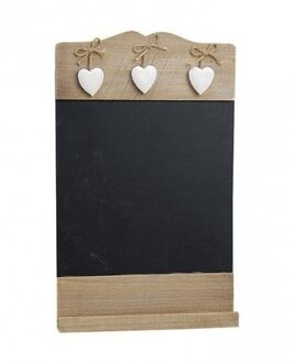 Memo krijtbord met hartjes - hout - 24 x 38 cm - Home deco memobord - Krijtborden Multikleur