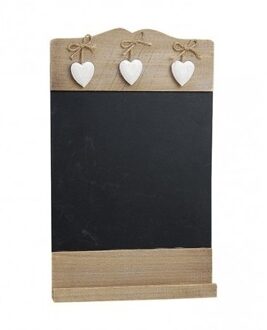 Memo krijtbord met hartjes - hout - 24 x 38 cm - Home deco memobord Multi