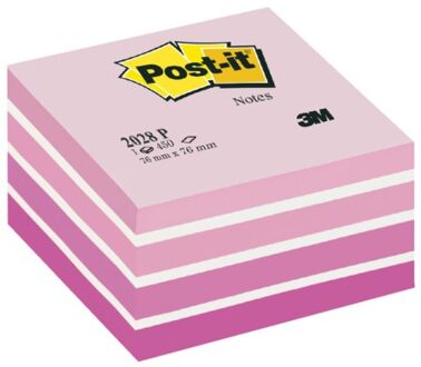 Memoblok 3M Post-it 2028 76x76mm kubus pastel roze Neon