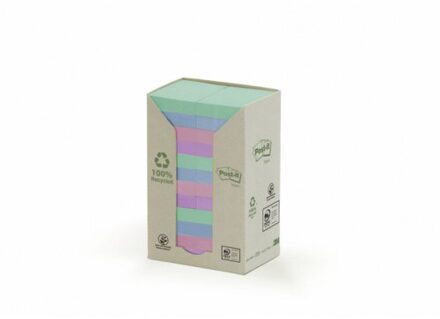 Memoblok 3M Post-it 653 38x51mm recycled rainbow pastel Blauw