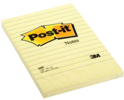 Memoblok 3M Post-it 660 102x152mm lijn geel