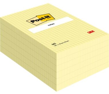 Memoblok 3M Post-it 662 102x152mm ruit geel