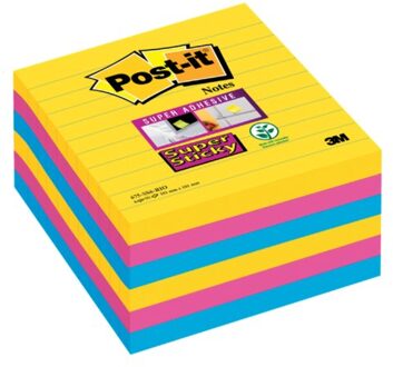 Memoblok 3M Post-it 675 Super Sticky 101x101mm lijn Rio Geel