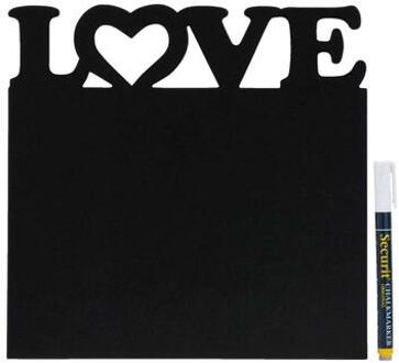 Memobord Love + stift - zwart - 25x25 cm - Leen Bakker - 25 x 25