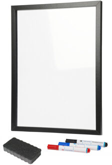 Memobord/schrijfbord voor kantoor of thuis - 30 x 40 cm - incl. 5x markers en wisser