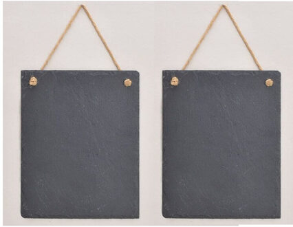 Memobordje/krijtbordje leisteen - 3x - antraciet - 25 x 20 cm - ophangbaar