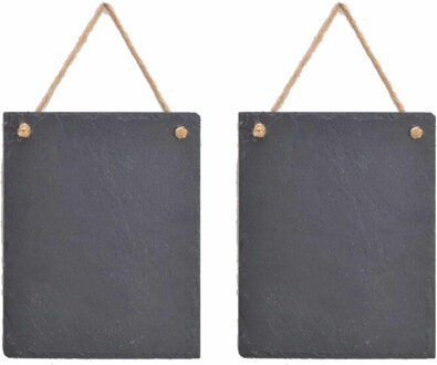 Memobordje/krijtbordje leisteen - 4x - antraciet - 25 x 20 cm - ophangbaar