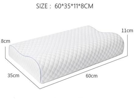 Memory Foam Beddengoed Kussen Voor Nekpijn Slapen Nek Bescherming Trage Rebound Gezondheid Cervicale Nek Met Kussensloop 60*35*11Cm wit Size 2