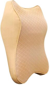 Memory Foam Leuke Auto Hoofdsteun Kussen Effen Voor De Neksteun Taille Rugsteun Kussen Set Kussens Interieur Accessoires groot beige headrest