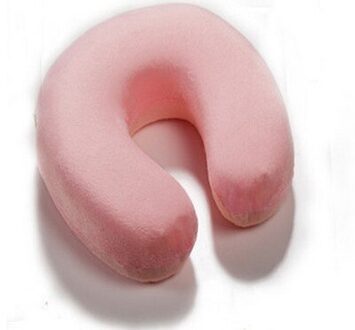 Memory Foam Pillow Nek U-vorm U-vormige Hoofdsteun Auto Flight Travel Soft Nursing Kussen 5 Roze