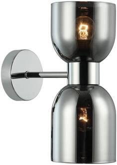 Memory wandlamp, glas, chroom/rookgrijs, 2-lamps chroom, rookgrijs