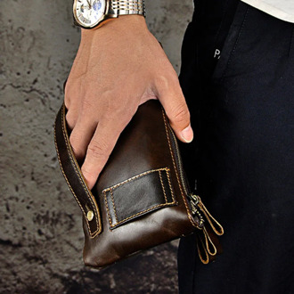 Men Clutch Purse Bags Fanny Waist Pack For Men Oil Wax Cowhide Real Chest Hip Belt Bag Casual Male Clutch Purse Bags