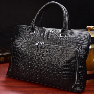 Men Crocodile Handbags Fashion Men's Genuine Leather Laptop Bag High Quality Leather A4 Business Shoulder Bags Brand Briefcases