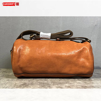 Men Crossbody Bag Leather Retro Small Chest Bag Shoulder Bag 2020 Fashion Original Cylinder Genuine Leather