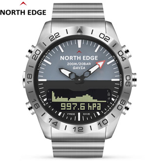 Men Dive Sports Digital watch Mens Watches Military Army Luxury Full Steel Business Waterproof 200m Altimeter Compass NORTH EDGE