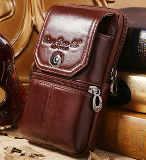 Men Genuine Leather Cowhide Cell Mobile/Phone Case Cover Skin Vintage Belt Hip Fanny Bag Waist Pack Purse Father Christmas Gift