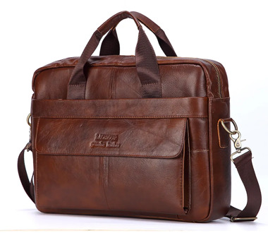 Men Genuine Leather Handbag Fashion Office 14 inch Laptop Briefcase Bag Male Computer Shoulder Bags Men's Business Document Bag