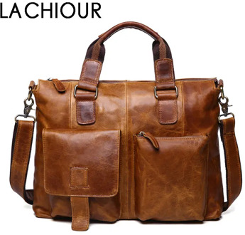 Men Genuine Leather Messenger Bag Male Vintage Handbag Office Laptop Shoulder Bags Tote Male Crossbody Briefcases Bag