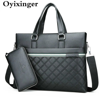 Men Handbag Set Classic Shoulder Bag Leather Bags For Man Briefcase Business Men's Classic Plaid Design Bolsos Hombre 2020 New