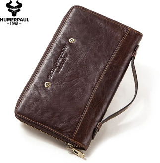 Men Leather Clutch Wallet Large Capacity Cell Phone Pocket Luxury Brand Male Cards Holder Travel Handy Passport Holder Quality