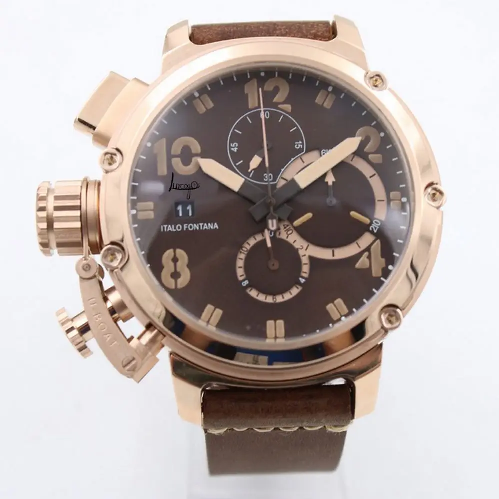 Men luxury watch rose gold sapphire glass U style Automatic Self Wind movement Luminous needles boat AAA+