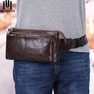 Men Messenger Bags Genuine leather Chest Pack Casual Men's Travel Shoulder Bag Anti-theft waist bag Shoulder Bags