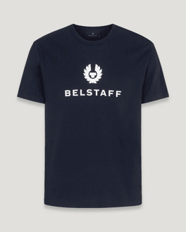 Men's Belstaff Cotton Jersey Signature T-Shirt in Navy - maat XS