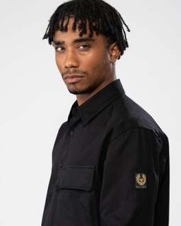 Men's Belstaff Garment Dye Cotton Scale Shirt in Black Zwart