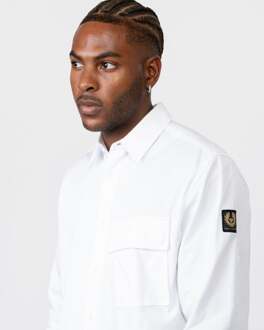 Men's Belstaff Garment Dye Cotton Scale Shirt in White - maat XS Wit