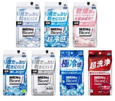 Men's Biore Body Sheet For Face & Body Unscented - 28 pcs