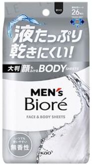 Men's Biore Face & Body Sheet Fragrance-Free 26 pcs