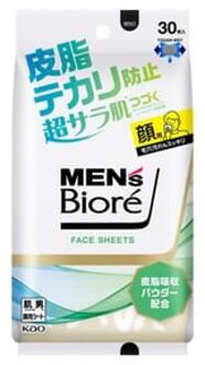 Men's Biore Face Sheet Refreshing Citrus - 30 pcs - Prevent Sebum Shine