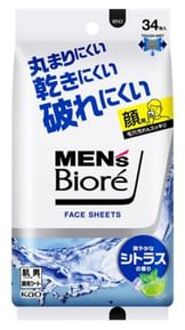 Men's Biore Face Sheet Refreshing Citrus - 34 pcs