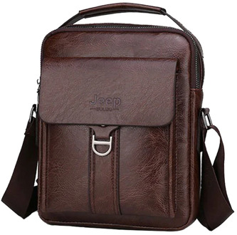 Men's Business Leather Shoulder Dark Brown Crossbody Bags for Men Travel Light Messenger Bag Handbags Quality Sling Pocket Bolso