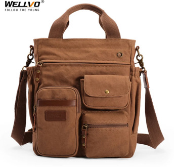 Men's Canvas Bag Large Capacity Crossbody Bag Multifunction Business Shoulder Bag For Men Travel Bags Male Vintage Handbag X74C