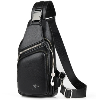 Men's Chest Bag Leather Messenger Bag Multi-Functional Crossbody Bags Male Korea Messenger Shoulder Bag USB Charging Chest Pack