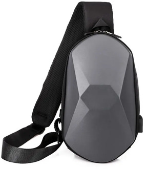 Men's Chest Bag Youth Tide Camouflage Hard Shell Solid Color USB Charging Waterproof Large Capacity Male Shoulder Diagonal Bag