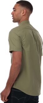 Men's Farah Drayton Short Sleeve Shirt in olive Olijf - XL