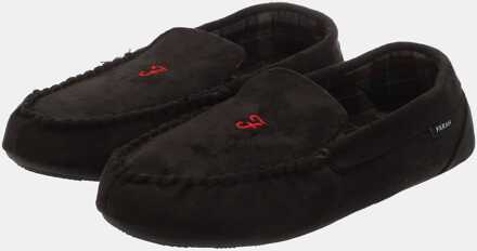 Men's Farah Nicken Moccasin Slippers in Black - maat Zwart