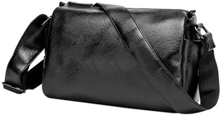 Men's Fashion Handbag PU Leather Messenger Bag Casual Shoulder Bag Mobile Phone Bag Travel Black Small Bag